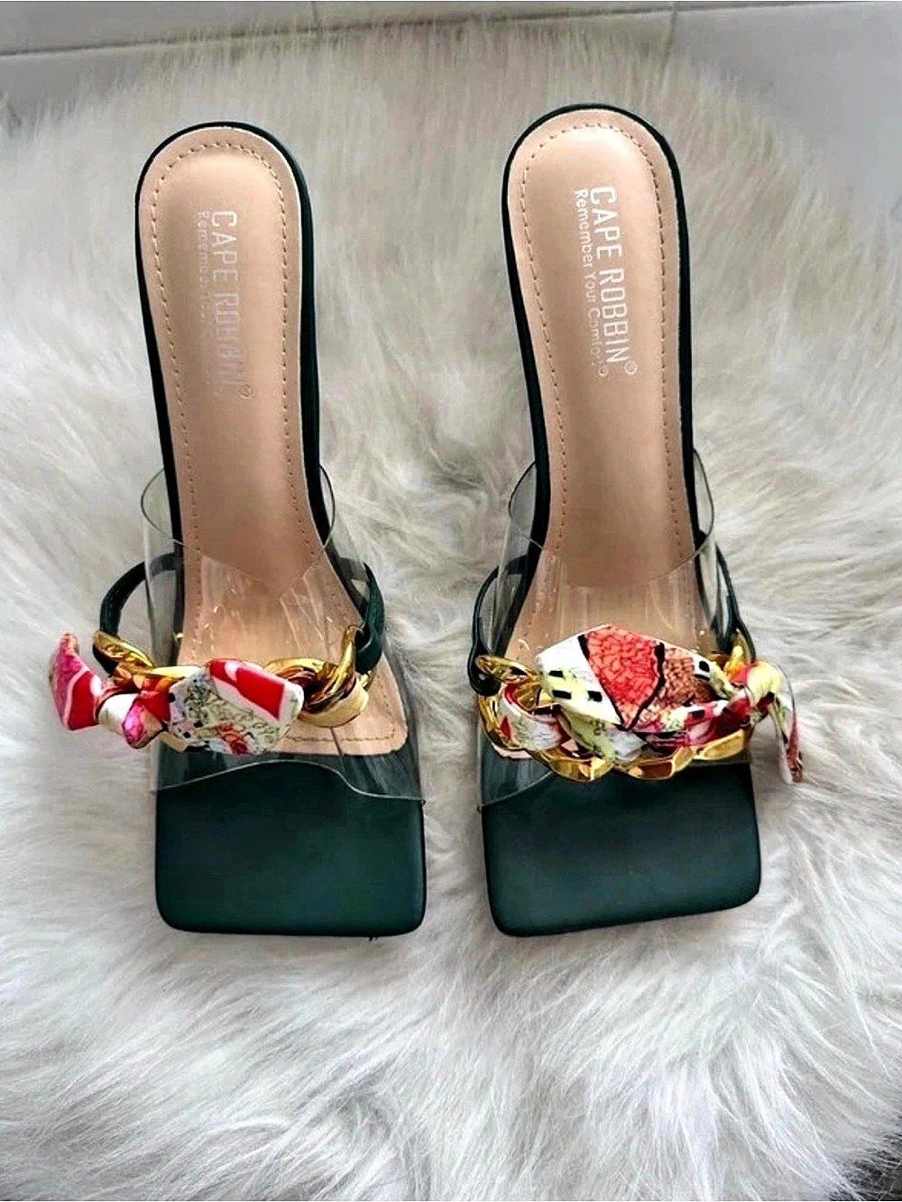 Cape Robbin Green & Multicolor Embellished Heels